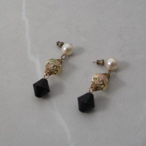 Vintage Black and White Drop Earrings